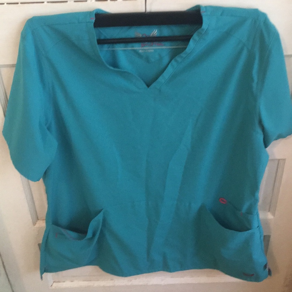 Turquoise Smitten scrub top